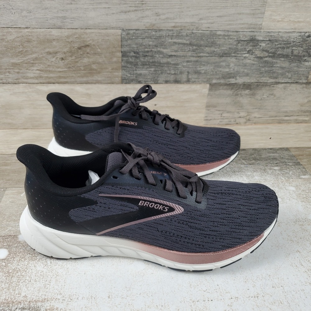 Brooks Anthem 7 Womens Running Shoes Sz 8.5 B Black Gray Rose Gold Mesh Sneakers